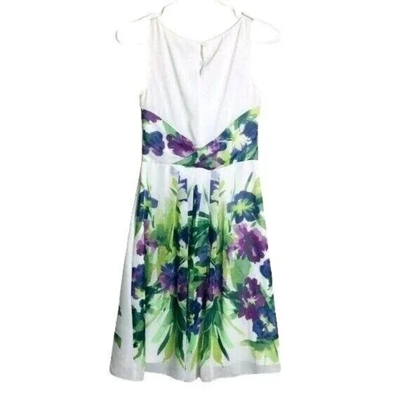 Lauren Ralph Lauren Dress Size 2P White Floral Print Sleeveless Summer - Picture 8 of 12